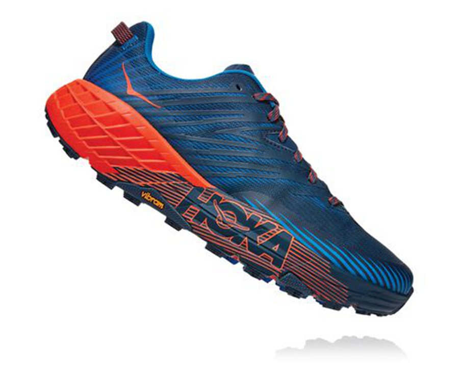 Hoka One One Trailsko Herre - Speedgoat 4 - Blå/Rød - 680532OEB